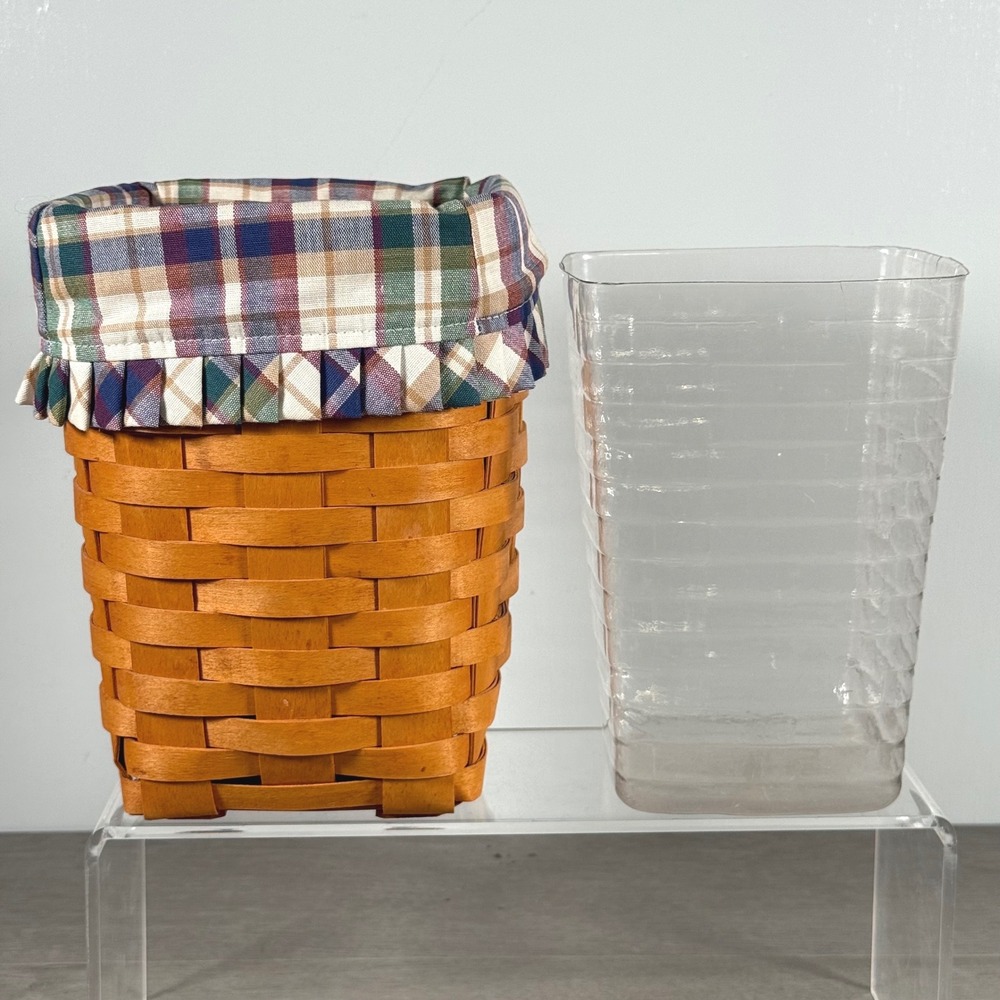 Longaberger Woven Basket Plaid Liner Plastic Protector 9.5in 2000 USA
